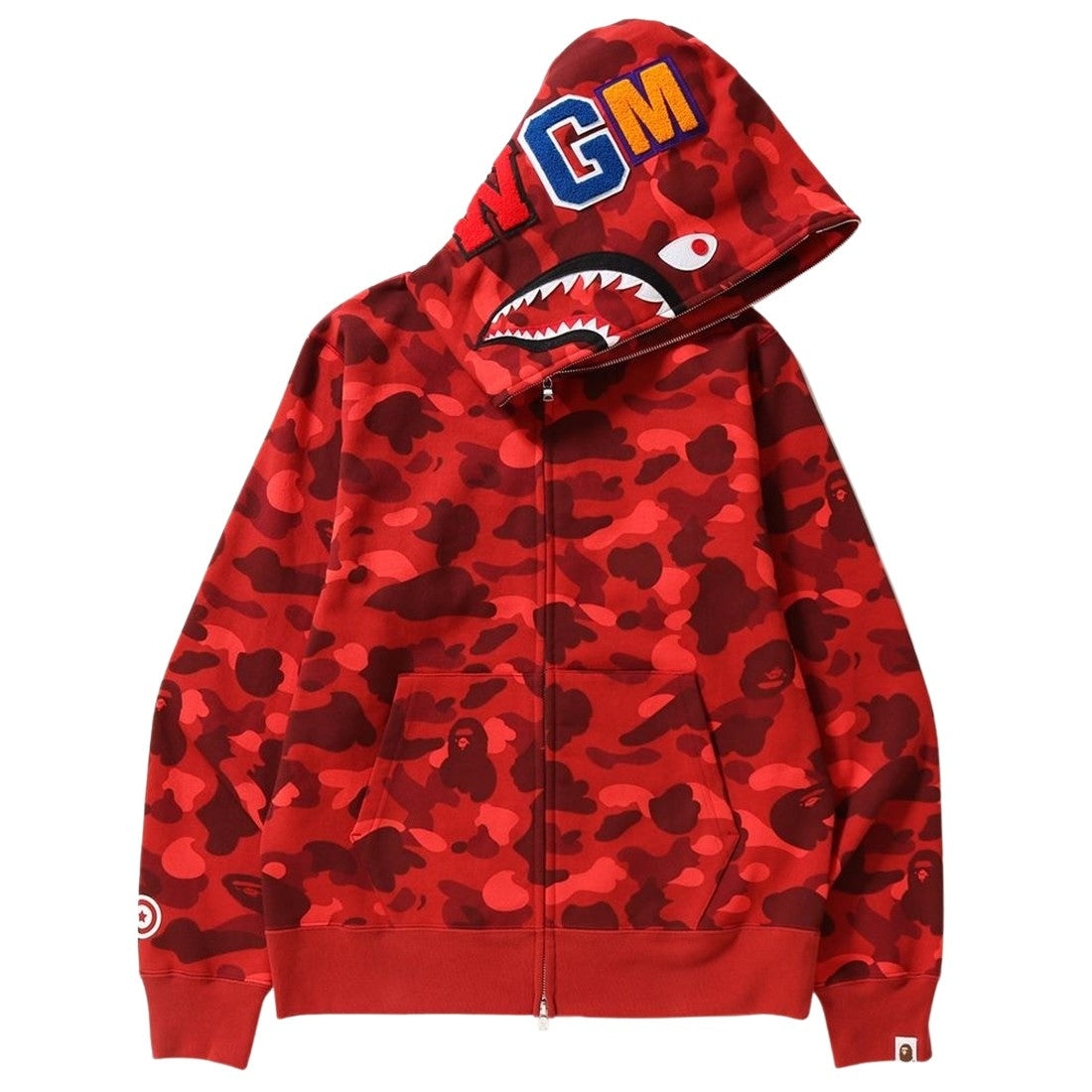 BAPE Red Camo Shark Hoodie Full Zip Style # 1J70-115-008-RED