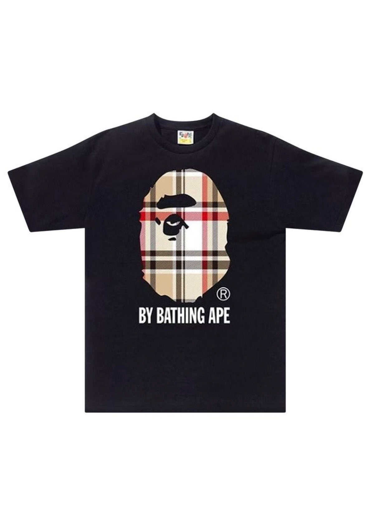 BAPE Plaid checker Ape Style # 1G30-110-044-BLACK-BEIGE